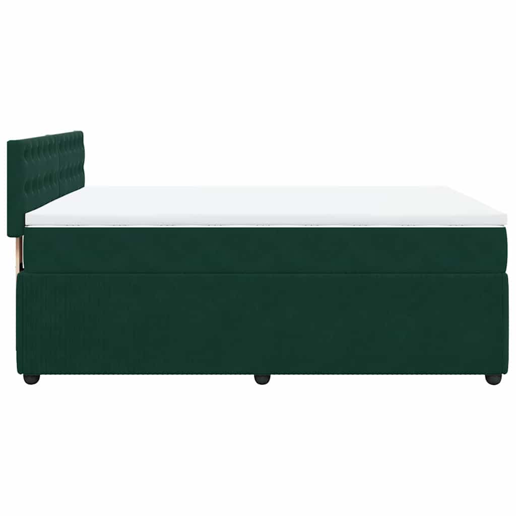 Κρεβάτι Boxspring με Στρώμα Σκούρο Πράσινο 140x190εκ. Βελούδινο - Pakobazaar