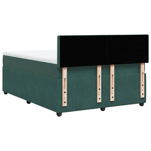 Κρεβάτι Boxspring με Στρώμα Σκούρο Πράσινο 140x190εκ. Βελούδινο - Pakobazaar