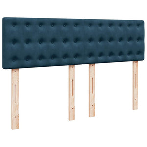Κρεβάτι Boxspring με Στρώμα Μπλε 140x190 εκ. Βελούδινο - Pakobazaar