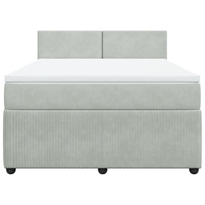 Κρεβάτι Boxspring με Στρώμα Ανοιχτό Γκρι 140x200 εκ. Βελούδινο
