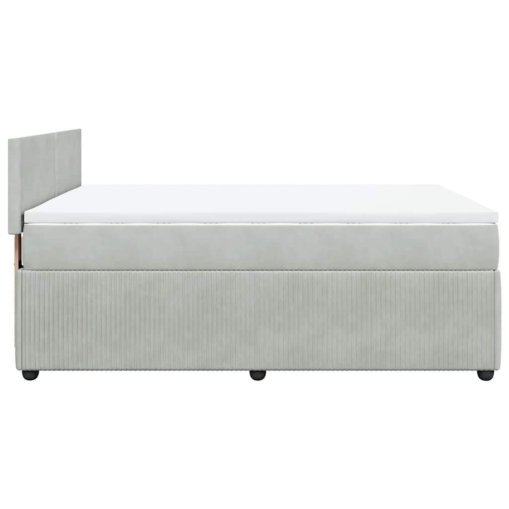 Κρεβάτι Boxspring με Στρώμα Ανοιχτό Γκρι 140x200 εκ. Βελούδινο