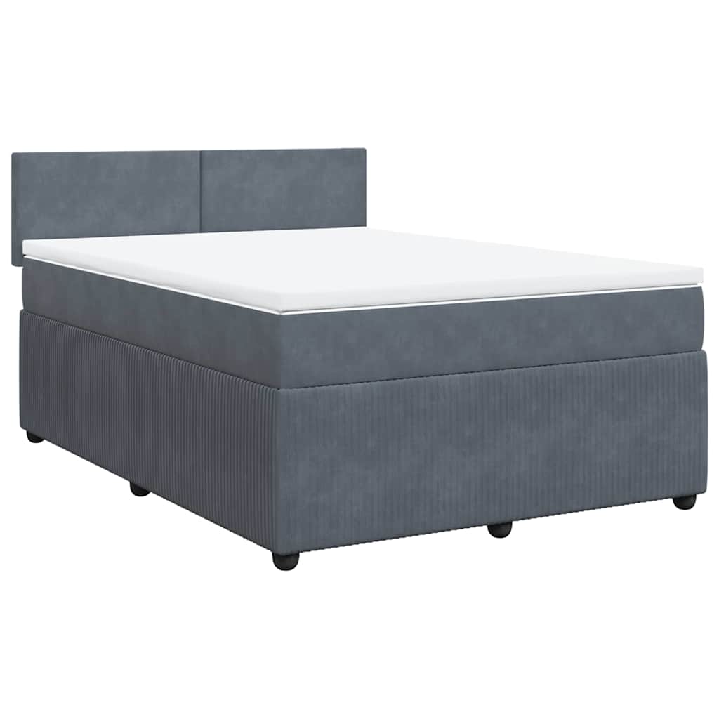 Κρεβάτι Boxspring με Στρώμα Σκούρο Γκρι 140x200 εκ. Βελούδινο - Pakobazaar