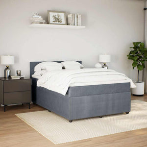 Κρεβάτι Boxspring με Στρώμα Σκούρο Γκρι 140x200 εκ. Βελούδινο - Pakobazaar