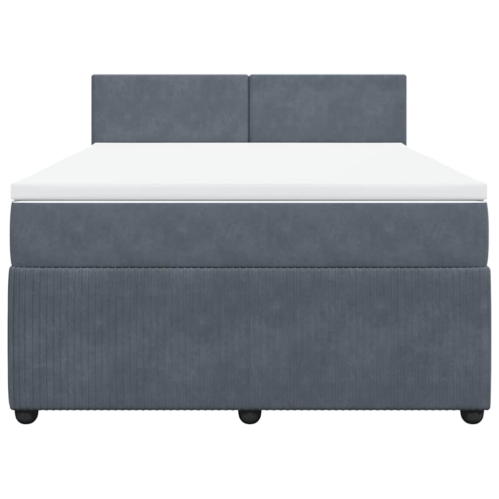 Κρεβάτι Boxspring με Στρώμα Σκούρο Γκρι 140x200 εκ. Βελούδινο - Pakobazaar