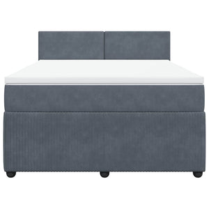 Κρεβάτι Boxspring με Στρώμα Σκούρο Γκρι 140x200 εκ. Βελούδινο - Pakobazaar