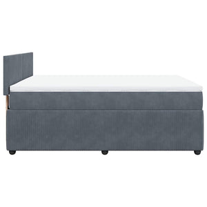Κρεβάτι Boxspring με Στρώμα Σκούρο Γκρι 140x200 εκ. Βελούδινο - Pakobazaar