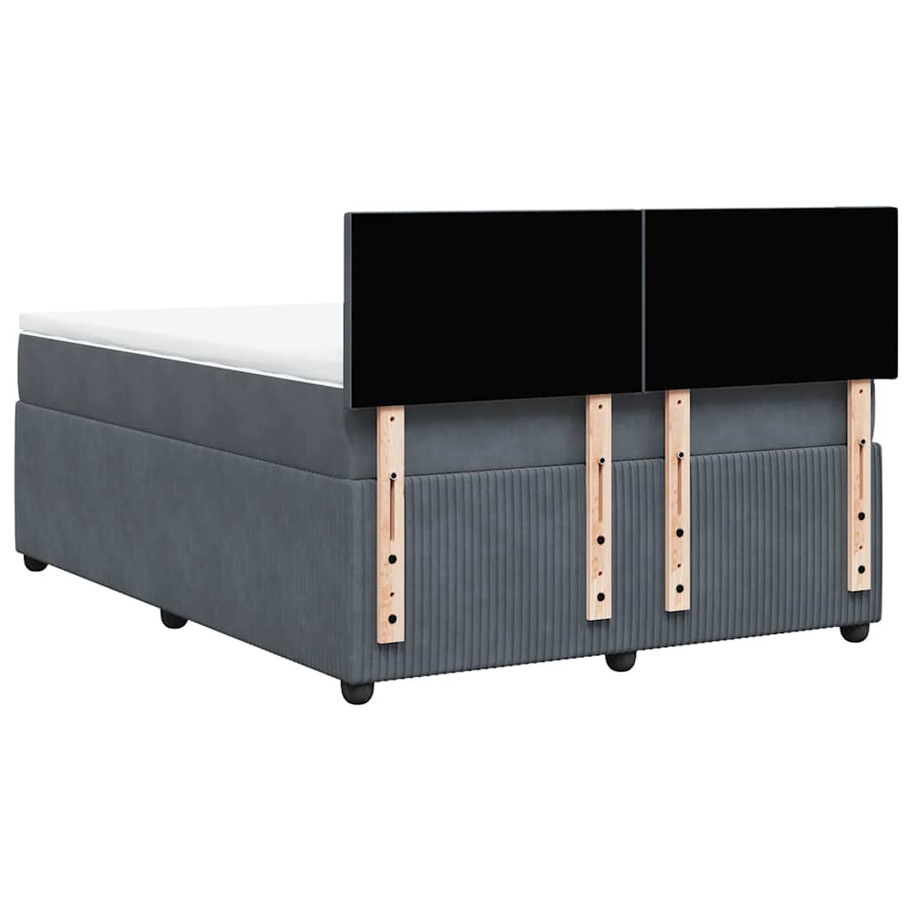 Κρεβάτι Boxspring με Στρώμα Σκούρο Γκρι 140x200 εκ. Βελούδινο - Pakobazaar