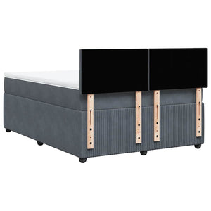 Κρεβάτι Boxspring με Στρώμα Σκούρο Γκρι 140x200 εκ. Βελούδινο - Pakobazaar