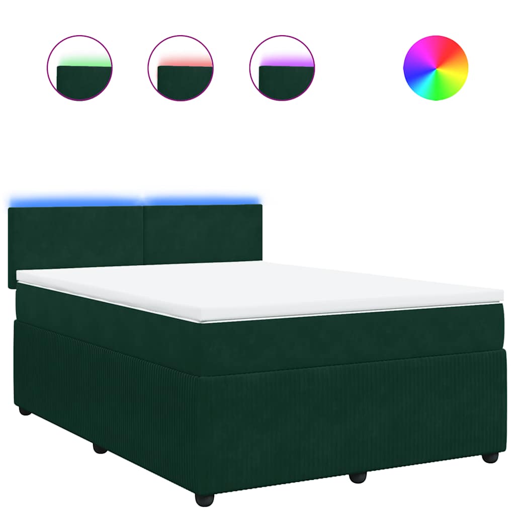 Κρεβάτι Boxspring με Στρώμα Σκούρο Πράσινο 140x200εκ. Βελούδινο - Pakobazaar