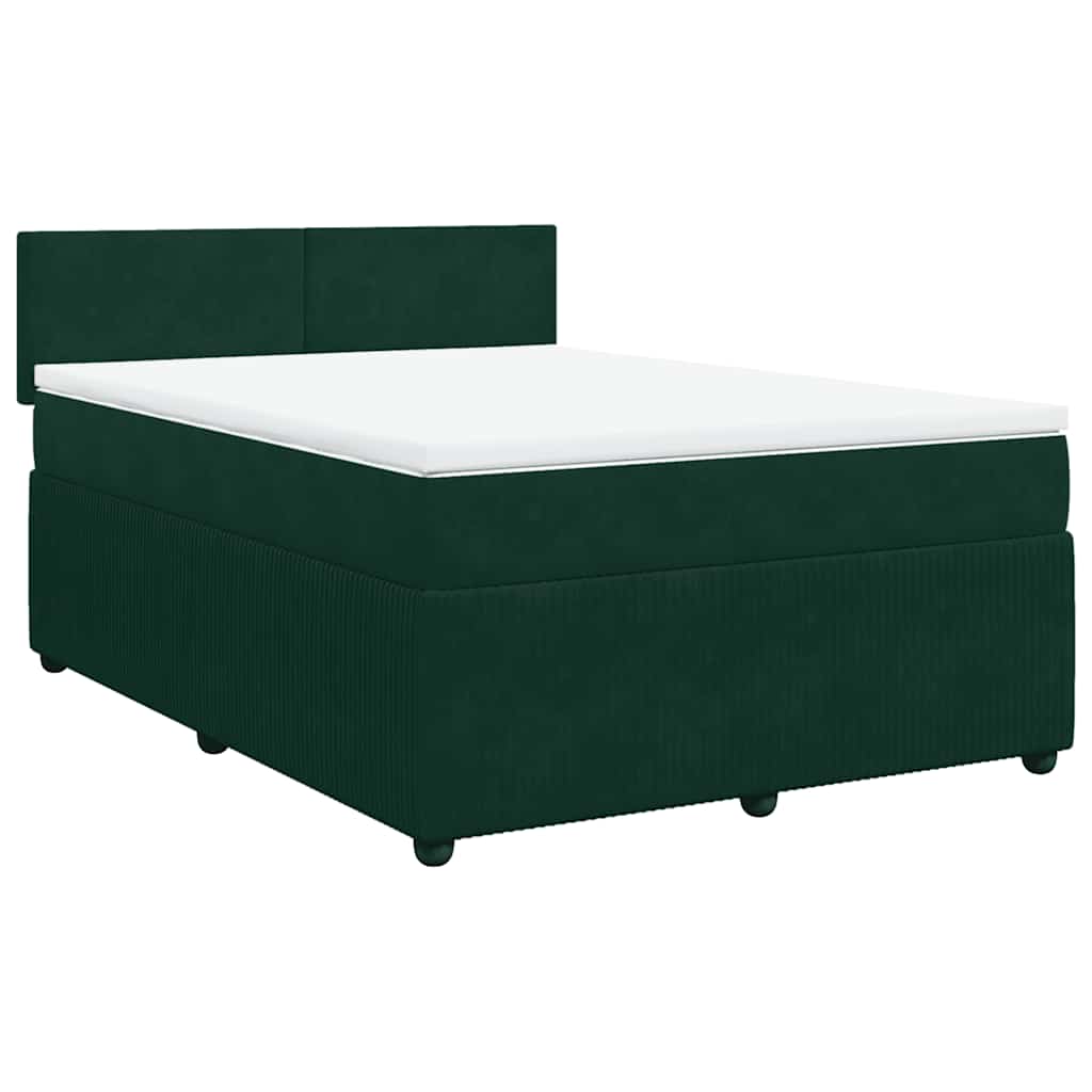Κρεβάτι Boxspring με Στρώμα Σκούρο Πράσινο 140x200εκ. Βελούδινο - Pakobazaar