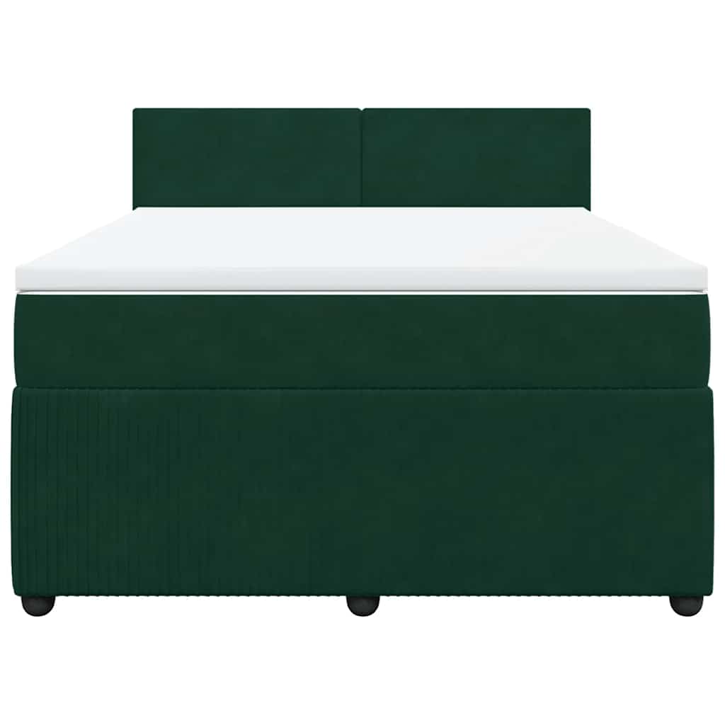 Κρεβάτι Boxspring με Στρώμα Σκούρο Πράσινο 140x200εκ. Βελούδινο - Pakobazaar