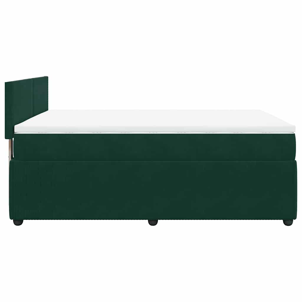 Κρεβάτι Boxspring με Στρώμα Σκούρο Πράσινο 140x200εκ. Βελούδινο - Pakobazaar