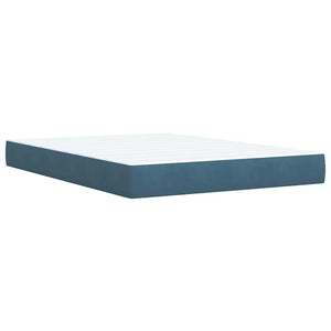Κρεβάτι Boxspring με Στρώμα Μπλε 140x200 εκ. Βελούδινο
