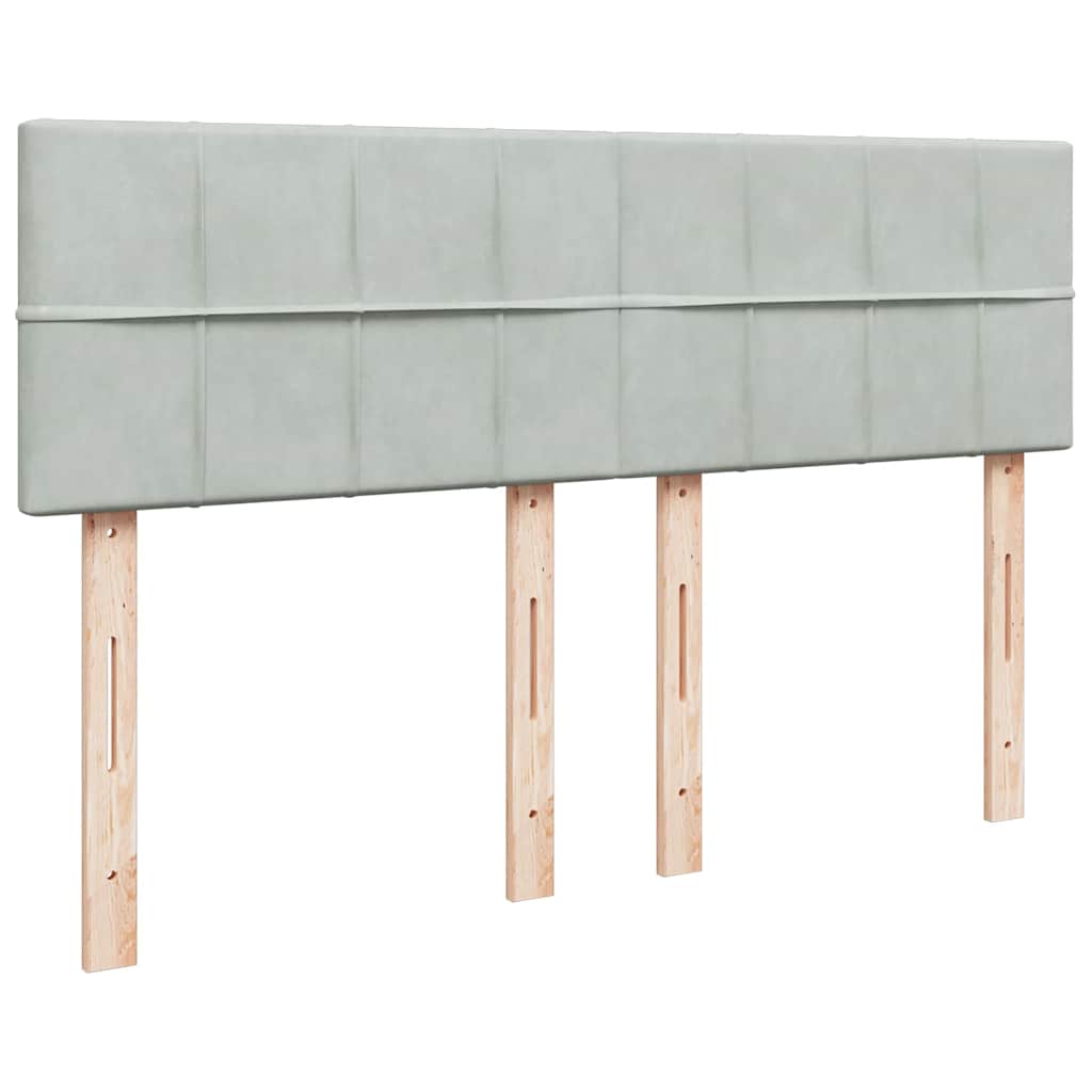 Κρεβάτι Boxspring με Στρώμα Ανοιχτό Γκρι 140x200 εκ. Βελούδινο - Pakobazaar