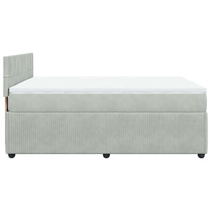 Κρεβάτι Boxspring με Στρώμα Ανοιχτό Γκρι 140x200 εκ. Βελούδινο - Pakobazaar