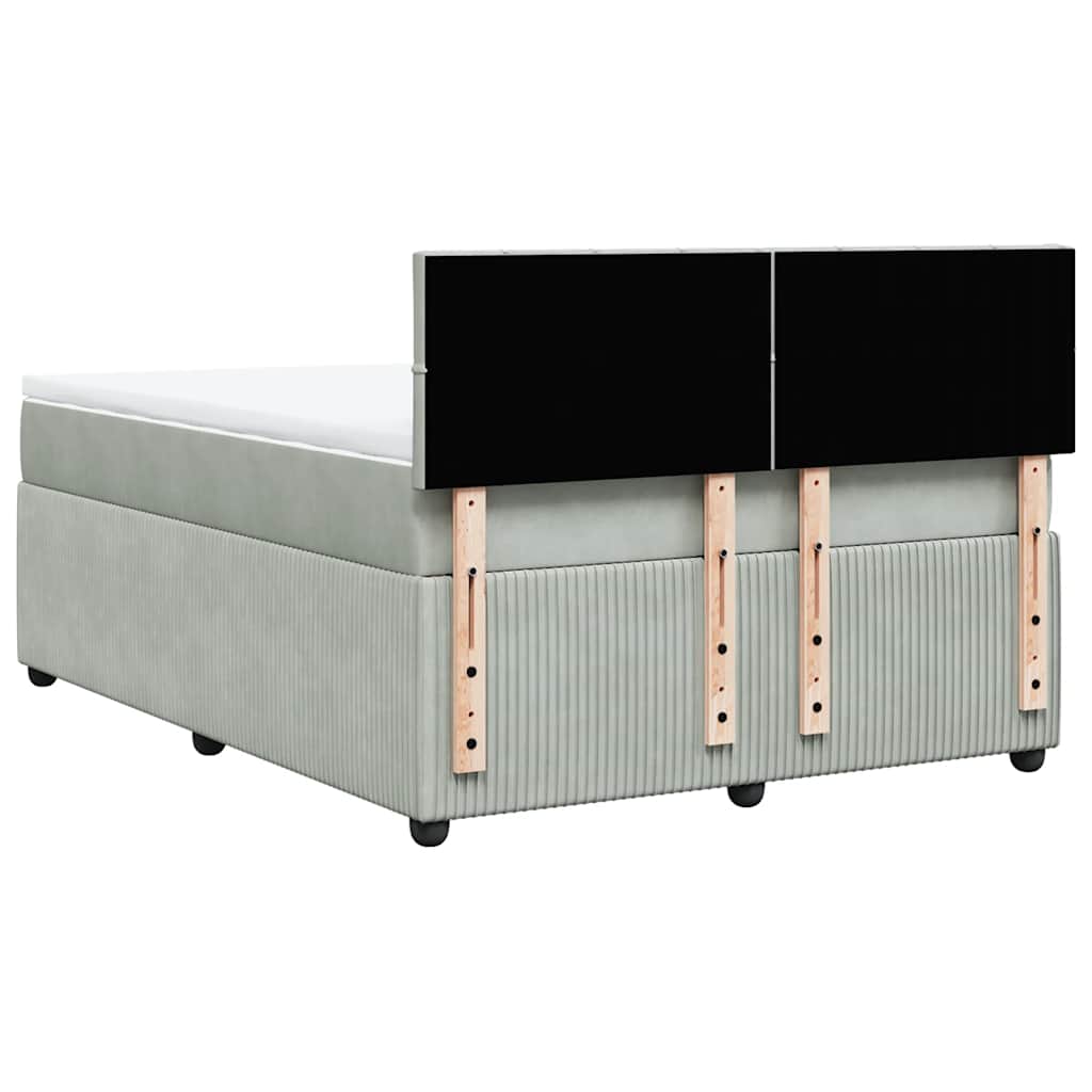Κρεβάτι Boxspring με Στρώμα Ανοιχτό Γκρι 140x200 εκ. Βελούδινο - Pakobazaar
