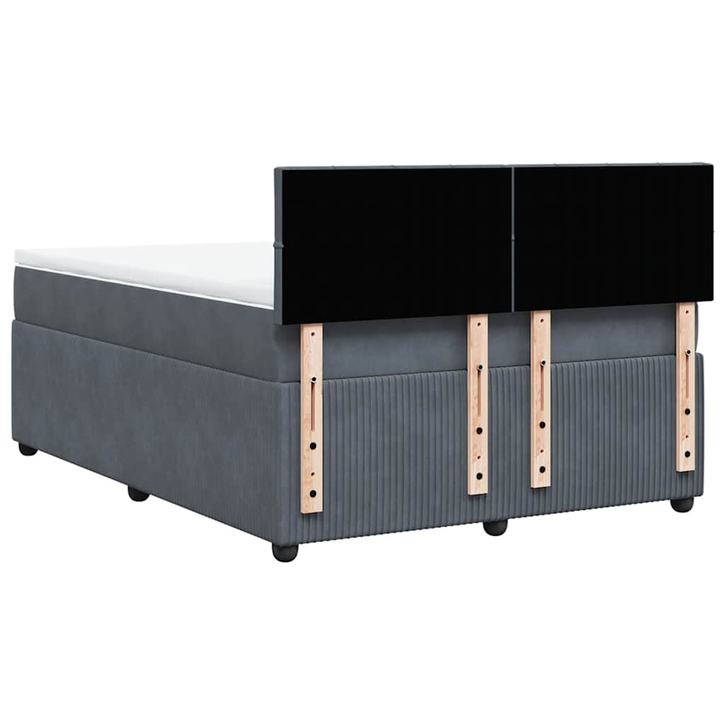 Κρεβάτι Boxspring με Στρώμα Σκούρο Γκρι 140x200 εκ. Βελούδινο - Pakobazaar