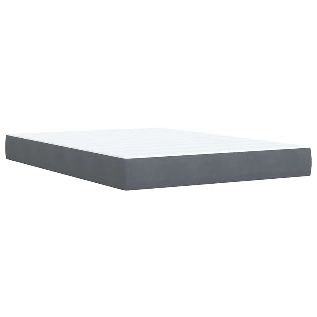 Κρεβάτι Boxspring με Στρώμα Σκούρο Γκρι 140x200 εκ. Βελούδινο - Pakobazaar