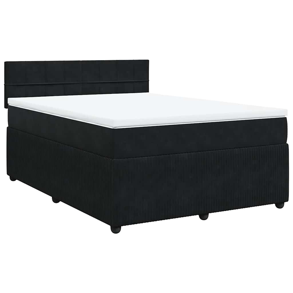 Κρεβάτι Boxspring με Στρώμα Μαύρο 140x200 εκ. Βελούδινο - Pakobazaar