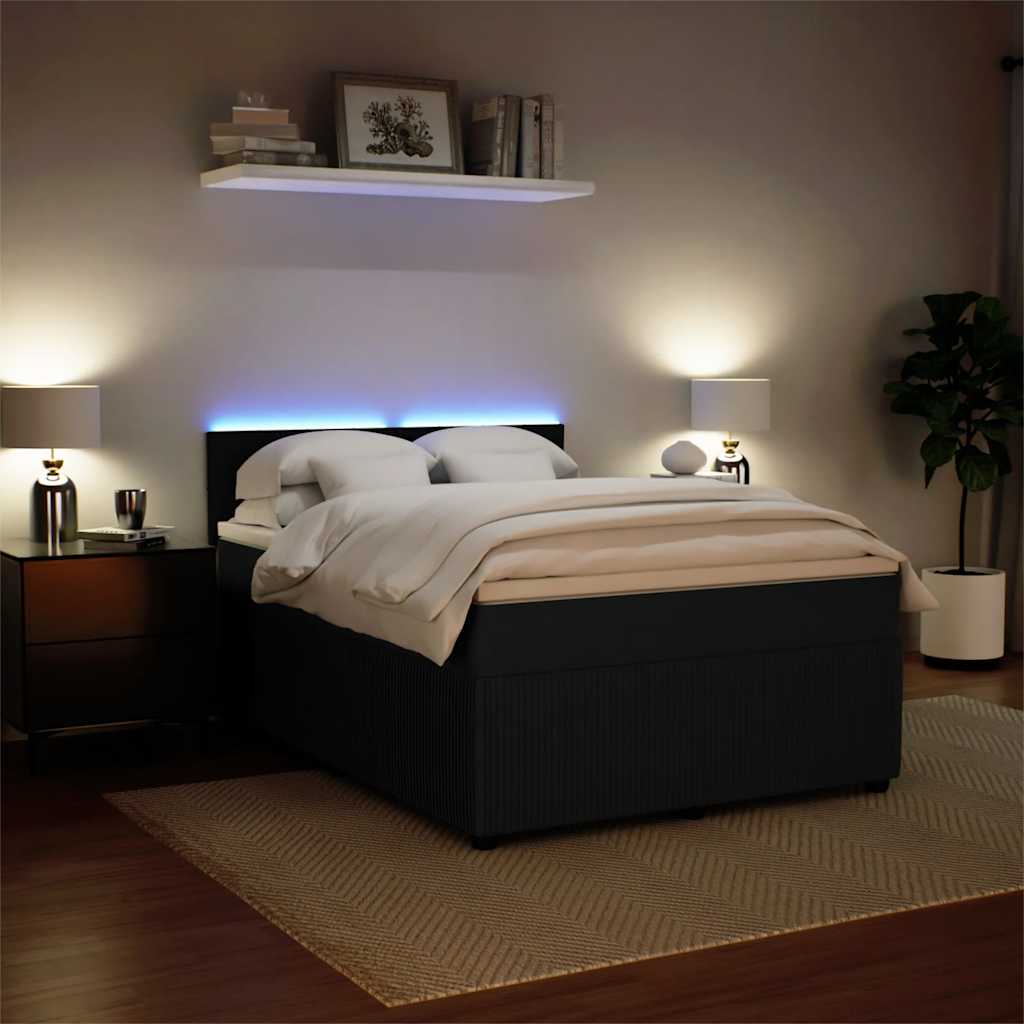 Κρεβάτι Boxspring με Στρώμα Μαύρο 140x200 εκ. Βελούδινο - Pakobazaar