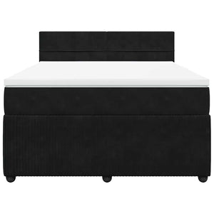 Κρεβάτι Boxspring με Στρώμα Μαύρο 140x200 εκ. Βελούδινο - Pakobazaar