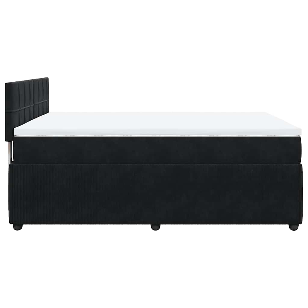 Κρεβάτι Boxspring με Στρώμα Μαύρο 140x200 εκ. Βελούδινο - Pakobazaar