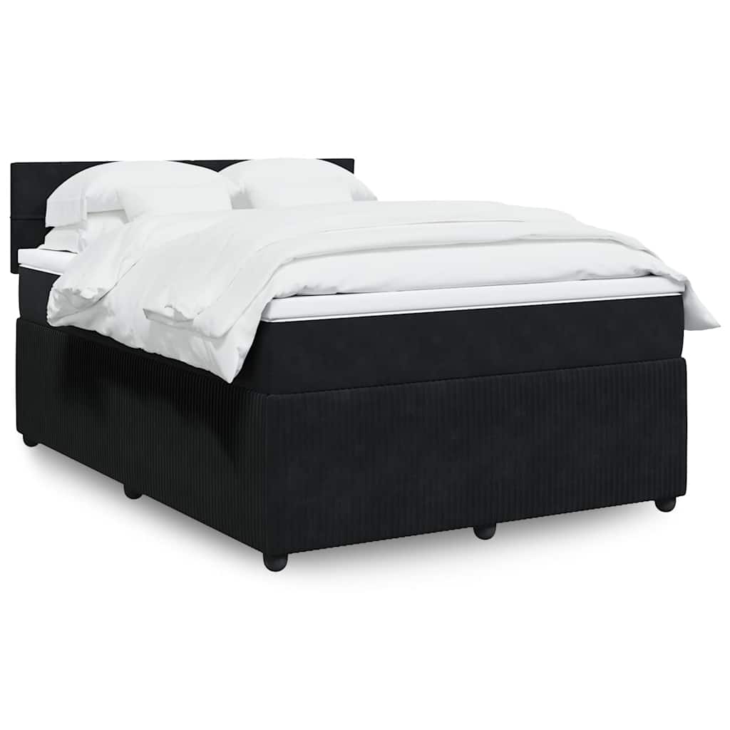 Κρεβάτι Boxspring με Στρώμα Μαύρο 140x200 εκ. Βελούδινο - Pakobazaar