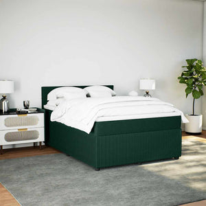 Κρεβάτι Boxspring με Στρώμα Σκούρο Πράσινο 140x200εκ. Βελούδινο - Pakobazaar