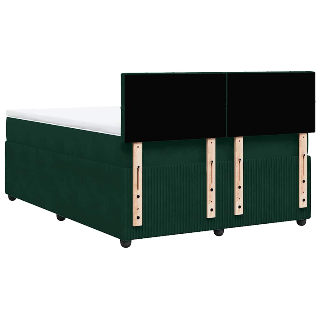 Κρεβάτι Boxspring με Στρώμα Σκούρο Πράσινο 140x200εκ. Βελούδινο - Pakobazaar