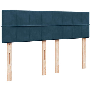 Κρεβάτι Boxspring με Στρώμα Μπλε 140x200 εκ. Βελούδινο - Pakobazaar