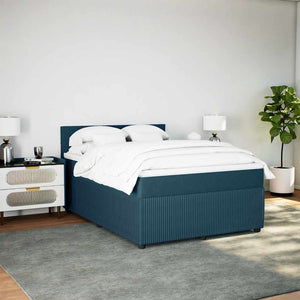 Κρεβάτι Boxspring με Στρώμα Μπλε 140x200 εκ. Βελούδινο - Pakobazaar