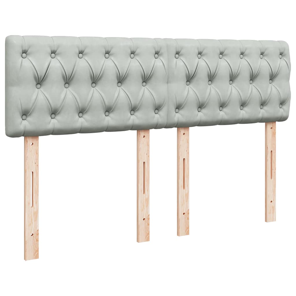Κρεβάτι Boxspring με Στρώμα Ανοιχτό Γκρι 140x200 εκ. Βελούδινο - Pakobazaar