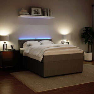 Κρεβάτι Boxspring με Στρώμα Ανοιχτό Γκρι 140x200 εκ. Βελούδινο - Pakobazaar