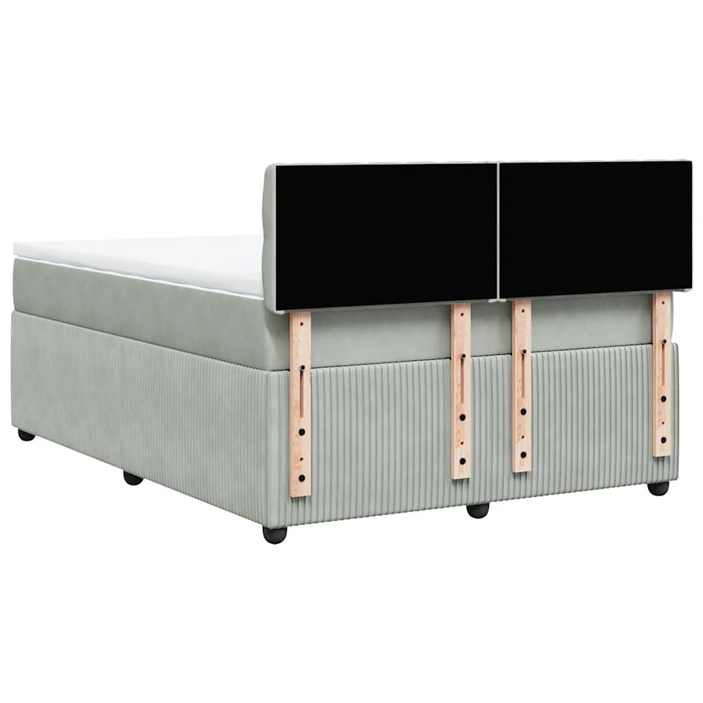 Κρεβάτι Boxspring με Στρώμα Ανοιχτό Γκρι 140x200 εκ. Βελούδινο - Pakobazaar