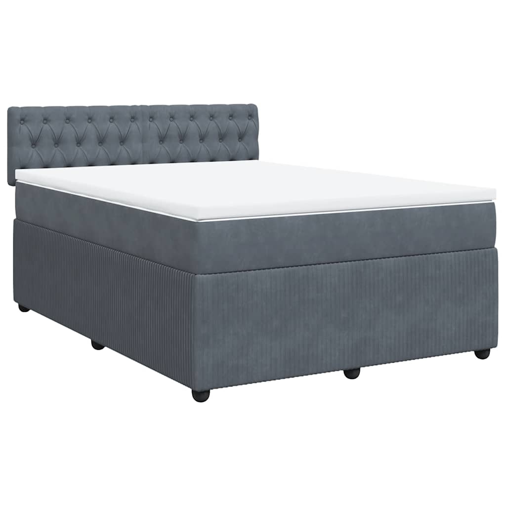 Κρεβάτι Boxspring με Στρώμα Σκούρο Γκρι 140x200 εκ. Βελούδινο