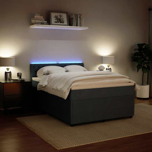 Κρεβάτι Boxspring με Στρώμα Σκούρο Γκρι 140x200 εκ. Βελούδινο