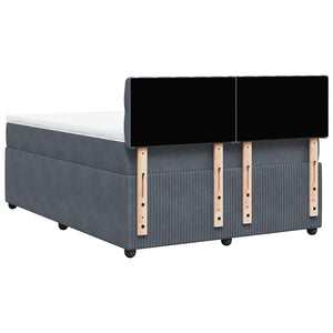 Κρεβάτι Boxspring με Στρώμα Σκούρο Γκρι 140x200 εκ. Βελούδινο