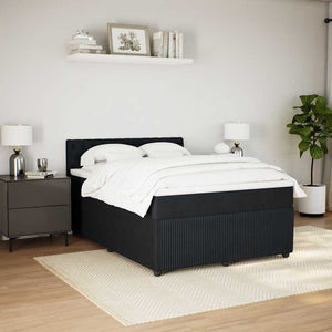 Κρεβάτι Boxspring με Στρώμα Μαύρο 140x200 εκ. Βελούδινο