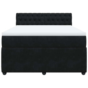 Κρεβάτι Boxspring με Στρώμα Μαύρο 140x200 εκ. Βελούδινο
