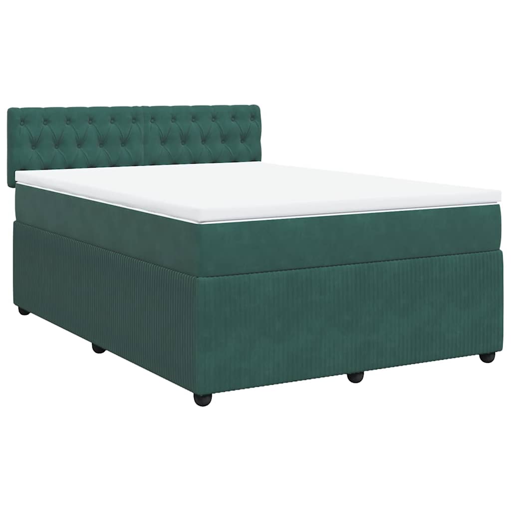 Κρεβάτι Boxspring με Στρώμα Σκούρο Πράσινο 140x200εκ. Βελούδινο - Pakobazaar