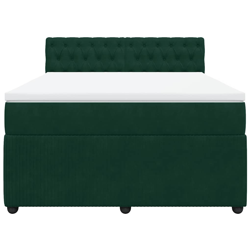 Κρεβάτι Boxspring με Στρώμα Σκούρο Πράσινο 140x200εκ. Βελούδινο - Pakobazaar