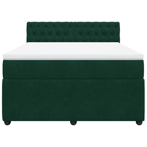 Κρεβάτι Boxspring με Στρώμα Σκούρο Πράσινο 140x200εκ. Βελούδινο - Pakobazaar
