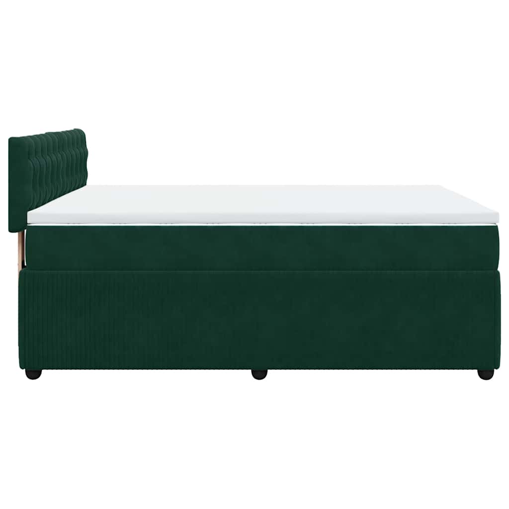 Κρεβάτι Boxspring με Στρώμα Σκούρο Πράσινο 140x200εκ. Βελούδινο - Pakobazaar