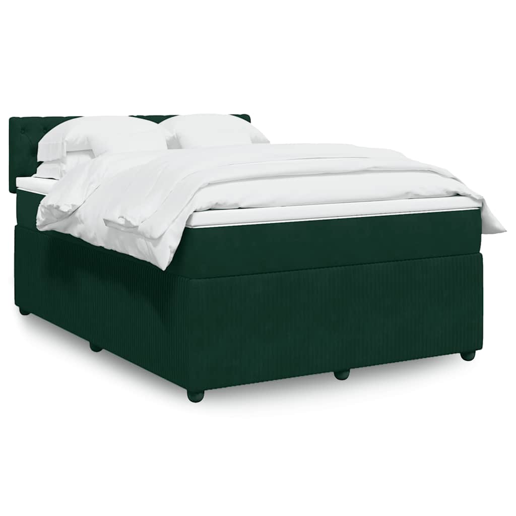 Κρεβάτι Boxspring με Στρώμα Σκούρο Πράσινο 140x200εκ. Βελούδινο - Pakobazaar