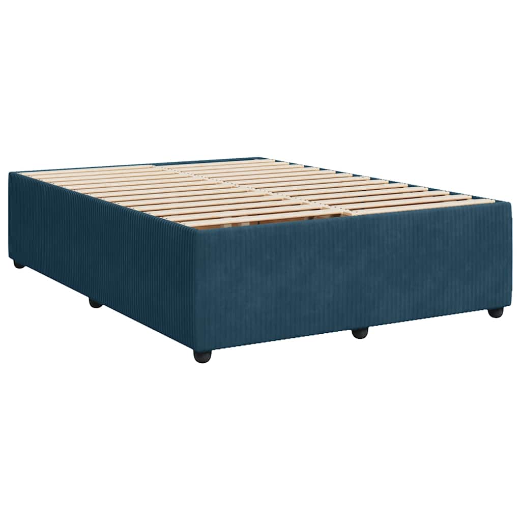 Κρεβάτι Boxspring με Στρώμα Μπλε 140x200 εκ. Βελούδινο
