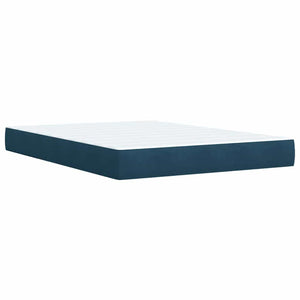 Κρεβάτι Boxspring με Στρώμα Μπλε 140x200 εκ. Βελούδινο