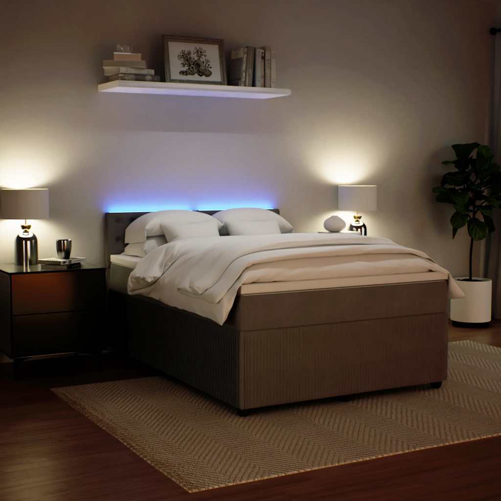 Κρεβάτι Boxspring με Στρώμα Ανοιχτό Γκρι 140x200 εκ. Βελούδινο - Pakobazaar