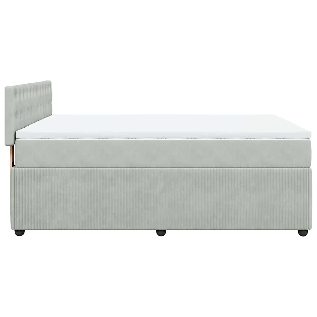 Κρεβάτι Boxspring με Στρώμα Ανοιχτό Γκρι 140x200 εκ. Βελούδινο - Pakobazaar