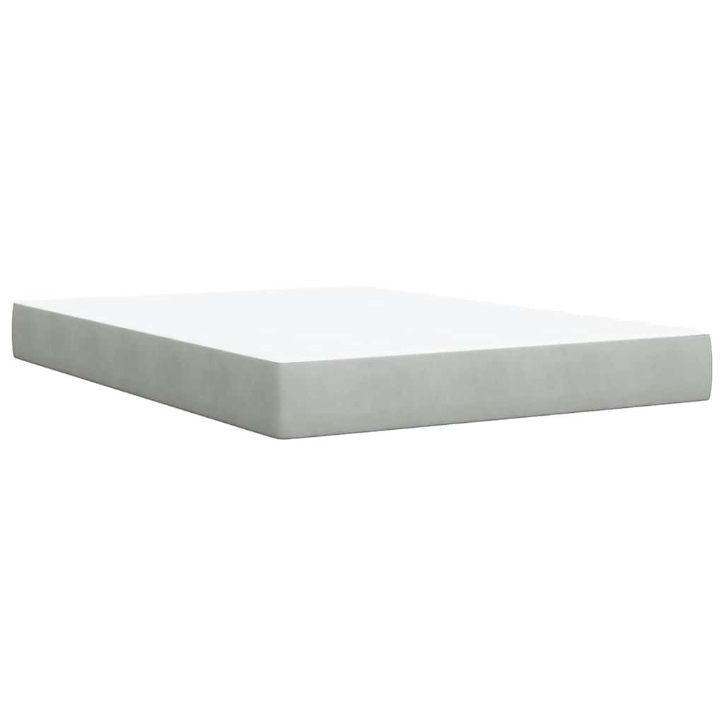 Κρεβάτι Boxspring με Στρώμα Ανοιχτό Γκρι 140x200 εκ. Βελούδινο - Pakobazaar
