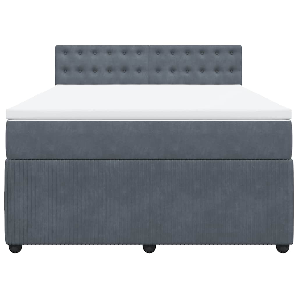 Κρεβάτι Boxspring με Στρώμα Σκούρο Γκρι 140x200 εκ. Βελούδινο - Pakobazaar